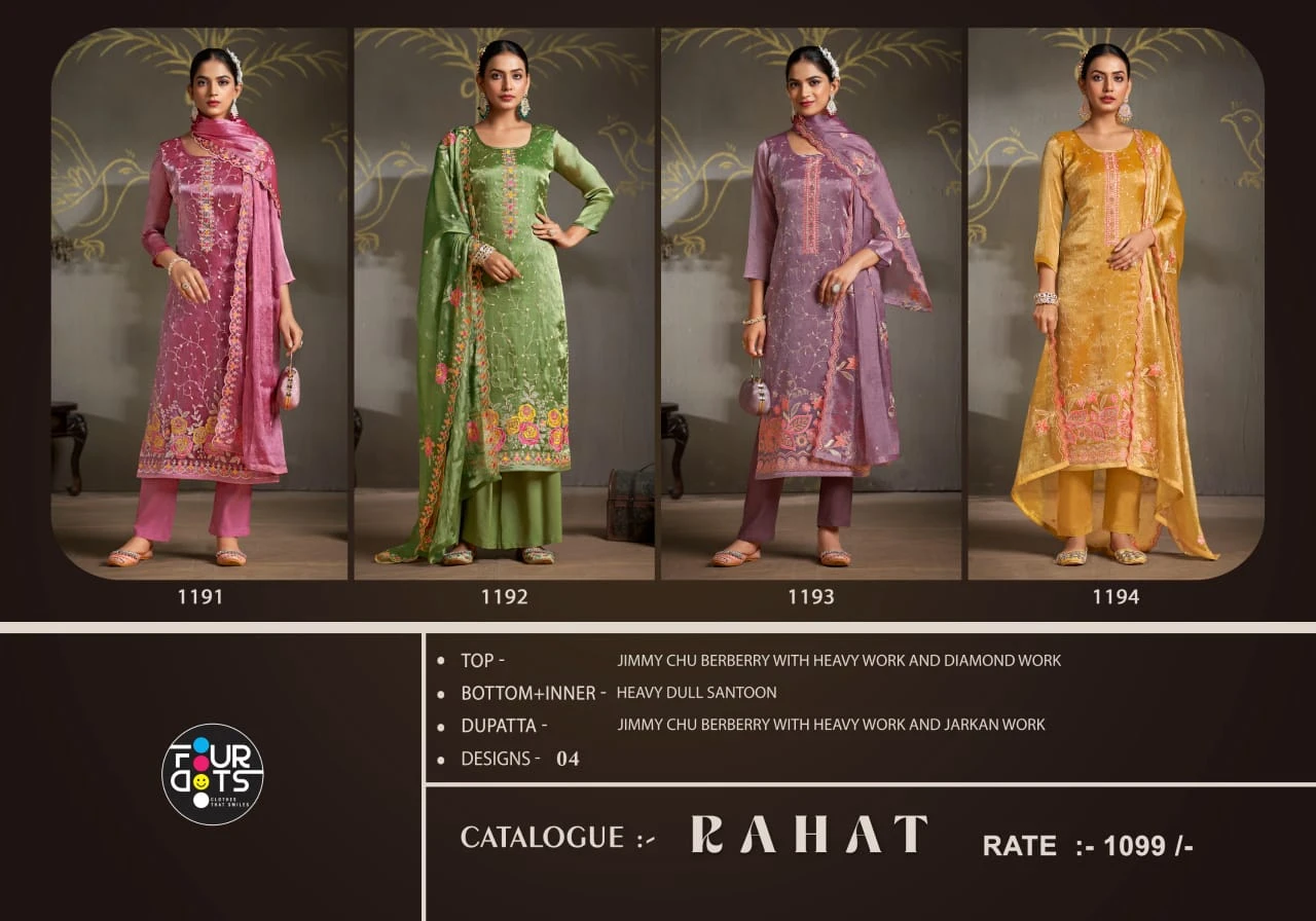 Fourdots Rahat Jimmy Chu Berberry Wholesale Fancy Salwar Suit Catalog — Wholesale Salwar Suits, Four Dots wholesale from Surat — view 5